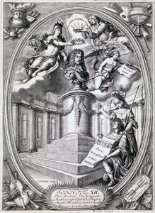 Grabado dedicatorio a Gottfried Finger de Simon II Gribelin